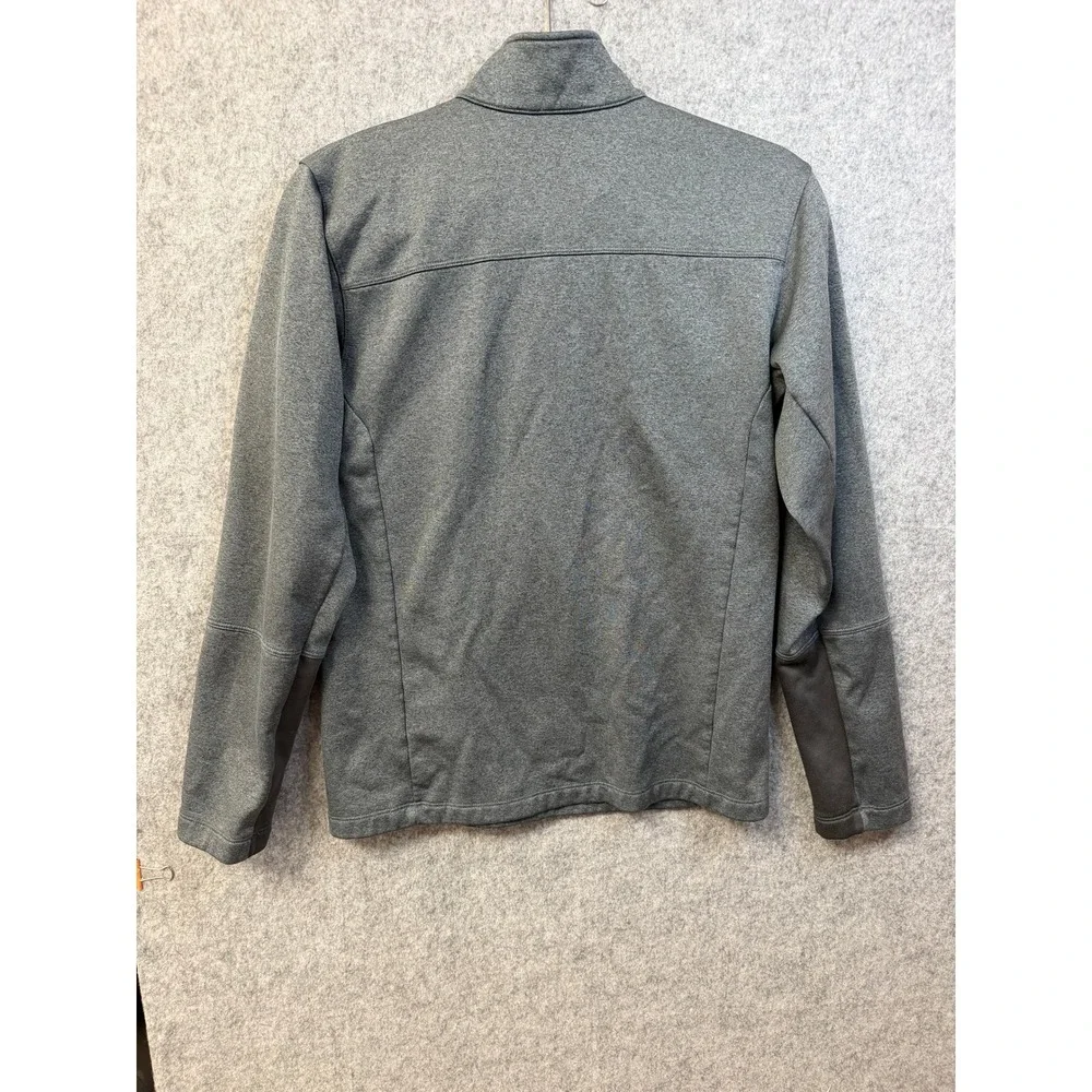 The North Face Mens Grey Quarter‎ Zip Fleece Pullover Jacket Small Orange Logo